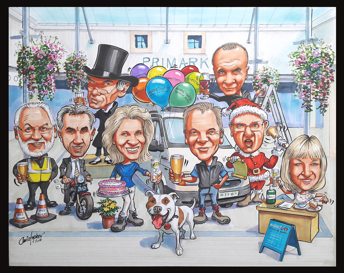 Shopping Centre group caricature