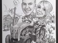 Just married couple in tractor